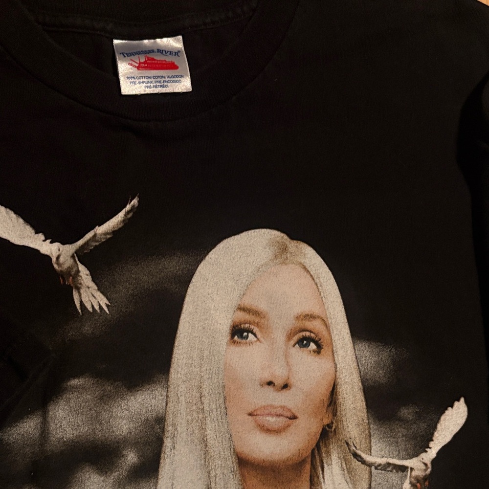 CHER Black Graphic Short Sleeve Tee - Living Proof Design vintage CHER Concert T - Picture 2 of 3